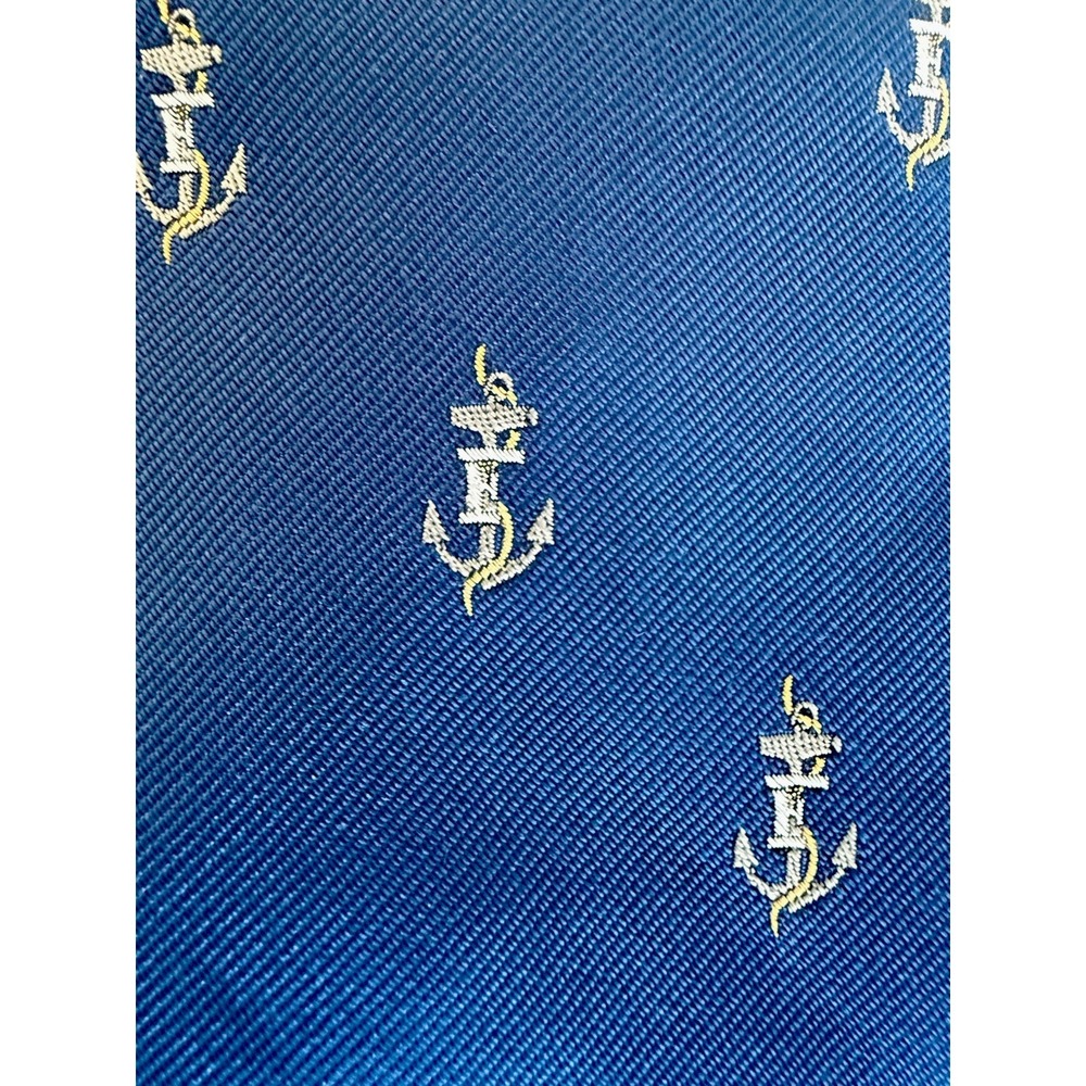 FACONNABLE 100% Silk Tie Hand Made ITALY Designer Blue Nautical Logo Rare! - Picture 4 of 6